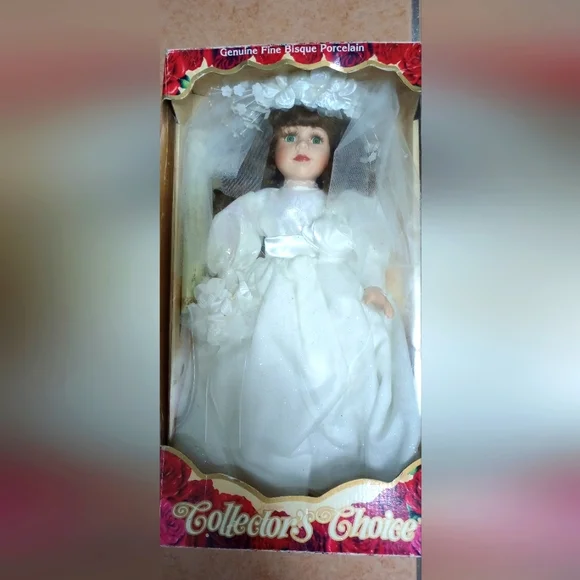green emerald velvet dress Collector's Choice Genuine Fine Bisque Porcelain Doll – Jubilee Thrift main image 1